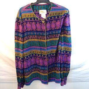 ELITE International - Vintage 100% Silk Blouse - Puff Sleeve - Barroco Versace